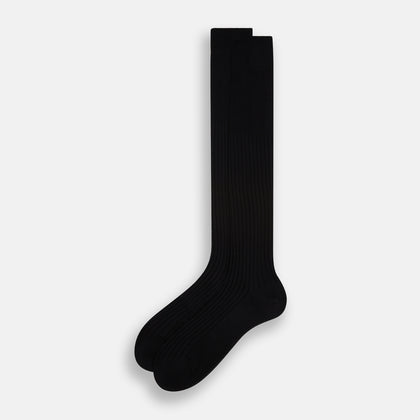 Black Cotton Long Socks Image 1