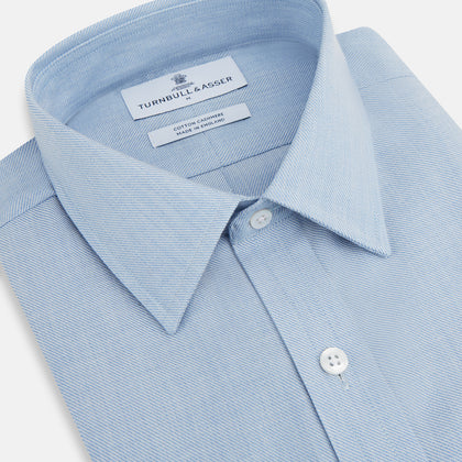 Pale Blue Cotton Cashmere Derby Collar Richmond Shirt Image 1