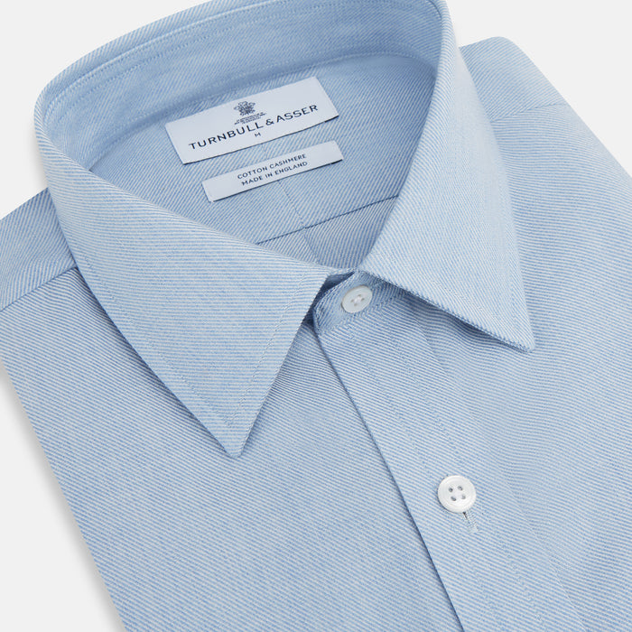 Pale Blue Cotton Cashmere Derby Collar Richmond Shirt Image 1