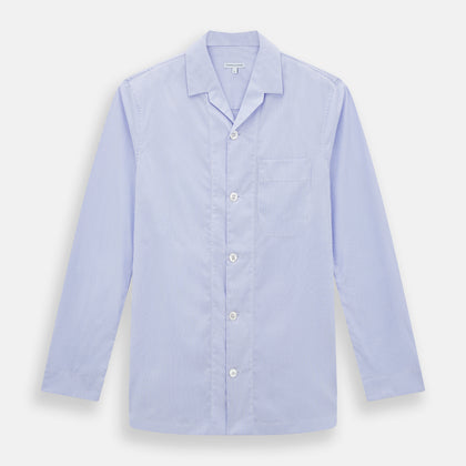 Pale Blue Hairline Stripe Pyjama Shirt