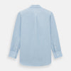 View 6 of product The Turnbull & Asser Pale Blue Cotton Cashmere Dorset Collar Richmond Shirt features long sleeves, a button-down collar, white buttons, and a chest pocket. It is neatly displayed flat on a white background.
