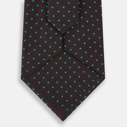 Turquoise and Forest Green Micro Dot Silk Tie Image 2