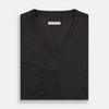 View 4 of product The Turnbull & Asser Charcoal Grey Merino V Neck Jumper is a classic long-sleeve knit with ribbed cuffs and hem, featured in our knitwear collection and shown against a white background.
