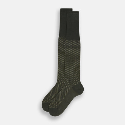 Forest Green Motif Long Socks Image 1