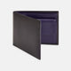 The Turnbull & Asser Bill Coin Wallet is a black leather bifold with a visible purple interior, card slots, and a coin pocket.