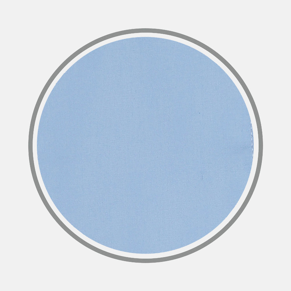 A smooth, even light blue circle—evoking Turnbull & Asser's Blue Two-Fold 200 Cotton Fabric—is centered in a thin gray ring on a plain white background.