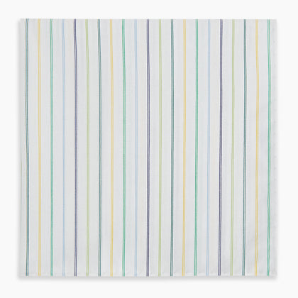 Yellow Multi Double Pinstripe Hand-Rolled Handkerchief Image 3