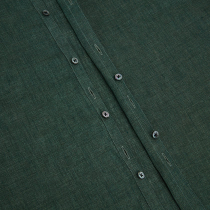 Forest Green Linen Westminster Shirt Image 6