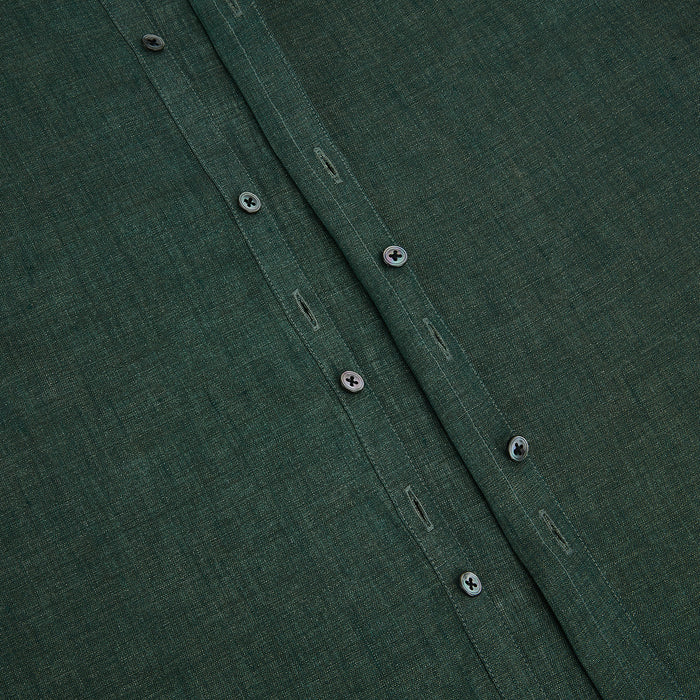 Forest Green Linen Westminster Shirt Image 6
