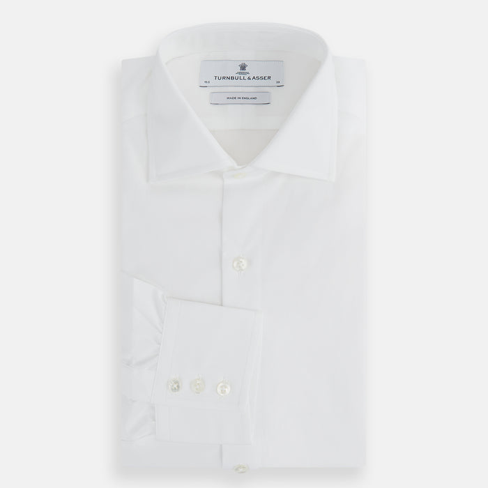 Tailored Fit Plain White Cotton Shirt with Kent Collar and 3-Button Cuffs Image 3
