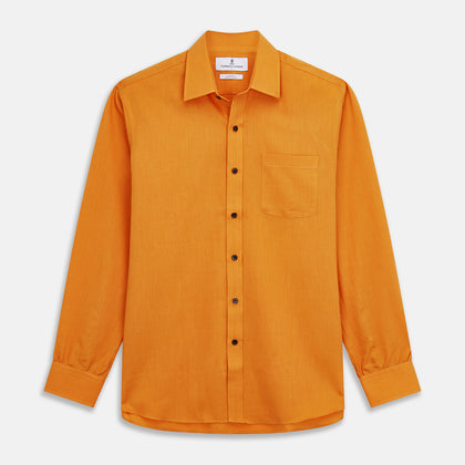 Orange Weekend Fit Cotton & Wool Shirt with Derby Collar and 1 Button Cuffs Image 1