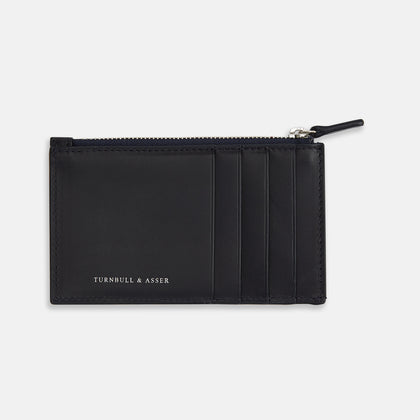 Navy Leather Zip Coin and Card Holder