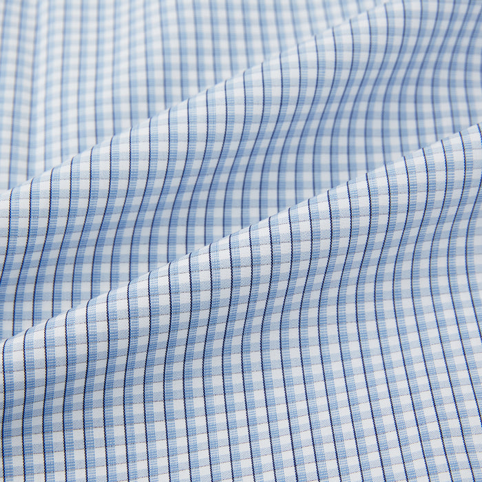 Blue Micro Shadow Check Mayfair Shirt Image 5