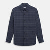 View 1 of product The Turnbull & Asser Royal Blue Check Hampstead Overshirt features a white windowpane pattern, long sleeves, two front pockets, and a chest pocket, displayed on a plain white background for an elegant classic look.