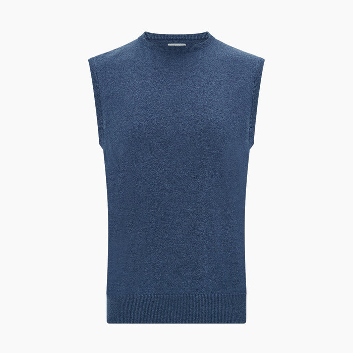 Pacific Blue Cashmere Round Neck Vest Image 4