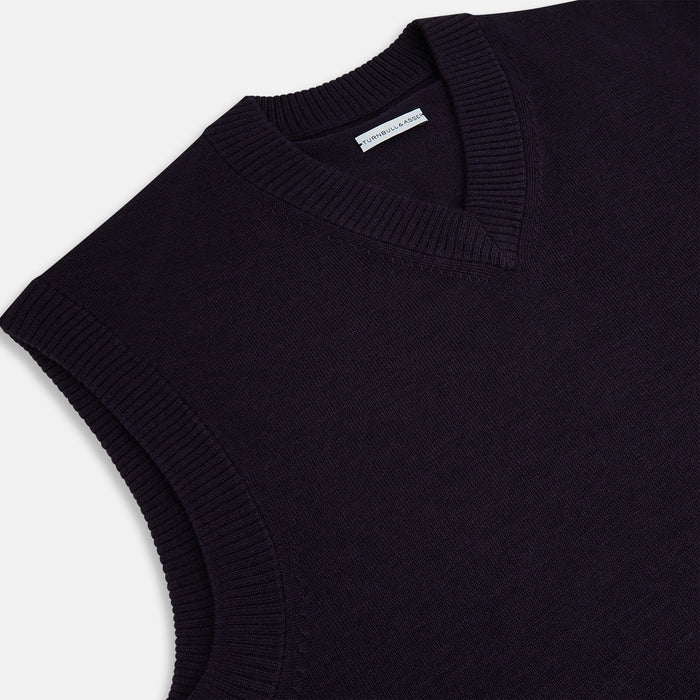 Dark Purple Fine Merino V-Neck Vest Image 1
