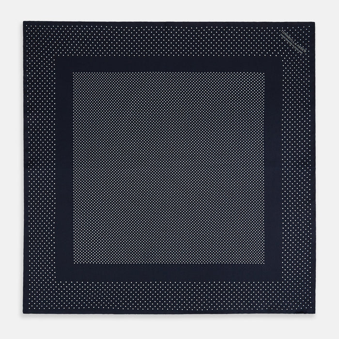 Navy and Grey Dot Silk Pocket Square Image 3
