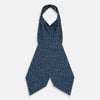 View 2 of product Turnbull & Asser's Multicoloured Dark Navy Circle Silk Cravat features blue, white, and green-outlined circles—ideal for weddings or pairing with classic British attire.