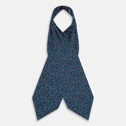 Multicoloured Dark Navy Circle Silk Cravat Image 1