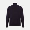 View 3 of product The Turnbull & Asser Dark Purple Fine Merino High Neck Jumper is shown against a white background. This classic sweater features a fitted collar and a simple, timeless design with no visible patterns or logos.