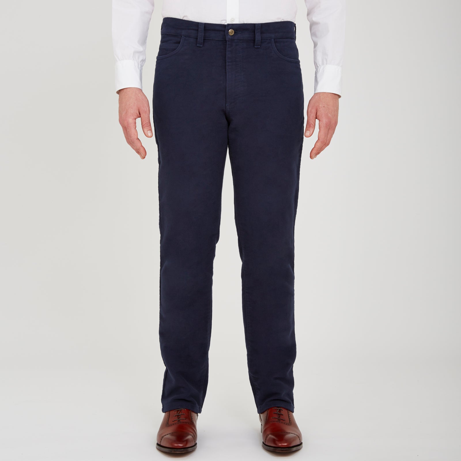 View 2 of product A pair of Blue Moleskin Trousers by Turnbull & Asser.