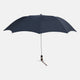 The Navy Telescopic Umbrella by Turnbull & Asser features a brown maple handle with wrist strap, a straight metal shaft, and is shown fully opened against a plain white background.