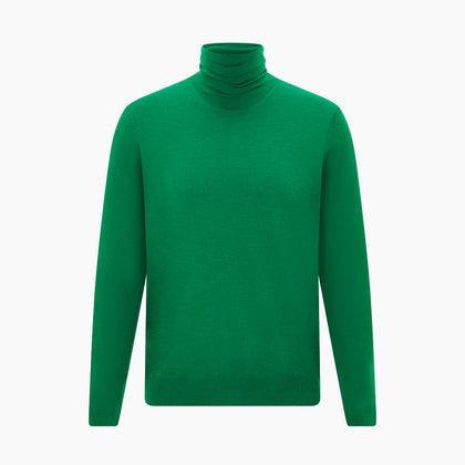 Hunter Green Fine Merino High Neck Jumper Image 4