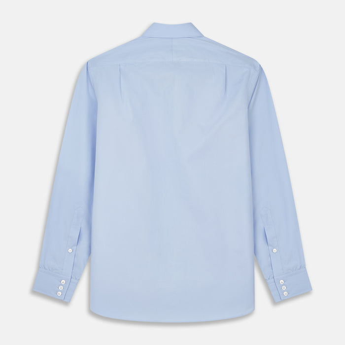 Tailored Fit Blue Cotton Shirt with Kent Collar and 3-Button Cuffs Image 2
