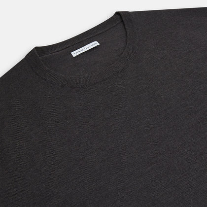Charcoal Grey Fine Merino Round Neck Jumper Image 1