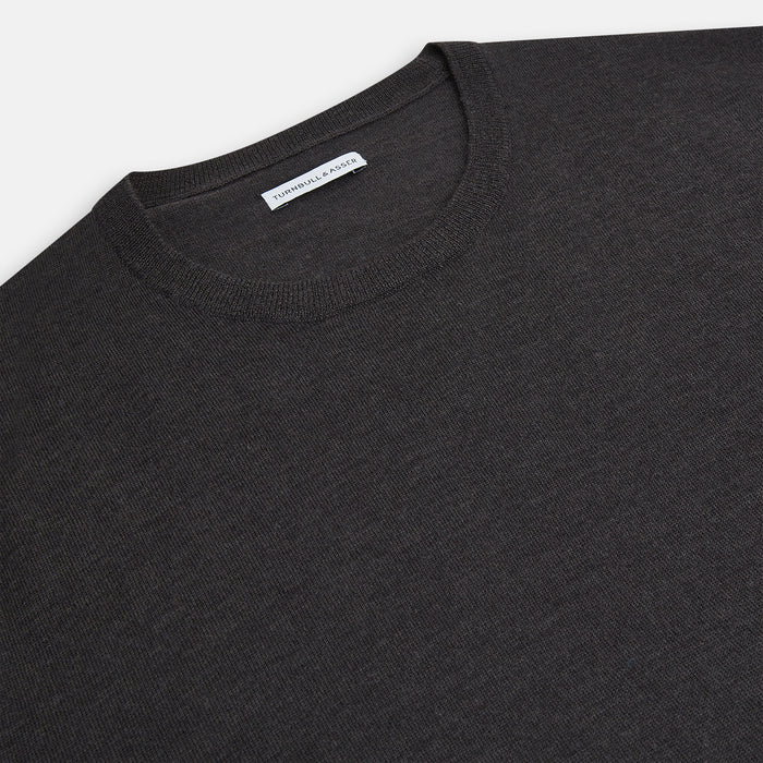 Charcoal Grey Fine Merino Round Neck Jumper Image 1