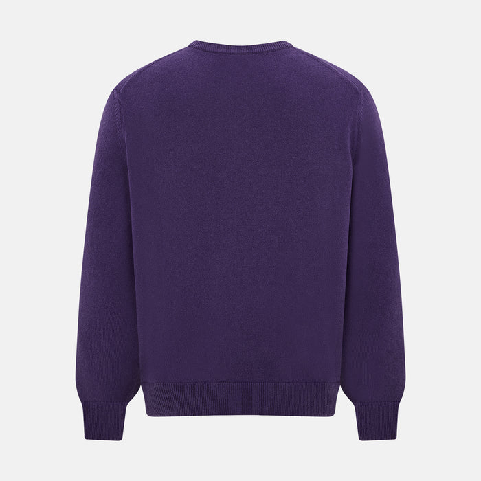 Purple Cashmere Round Neck Jumper Image 7