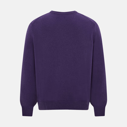 Purple Cashmere Round Neck Jumper Image 2