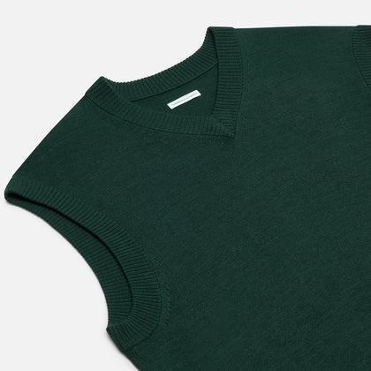 Petrol Green Fine Merino V-Neck Vest Image 1