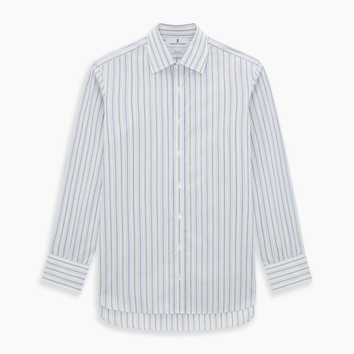 Navy and Blue Multi Stripe Mayfair Shirt Image 6