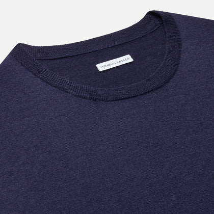 Navy Merino Round Neck Jumper Image 1