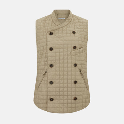 Sand Double-Breasted Quilted Gilet