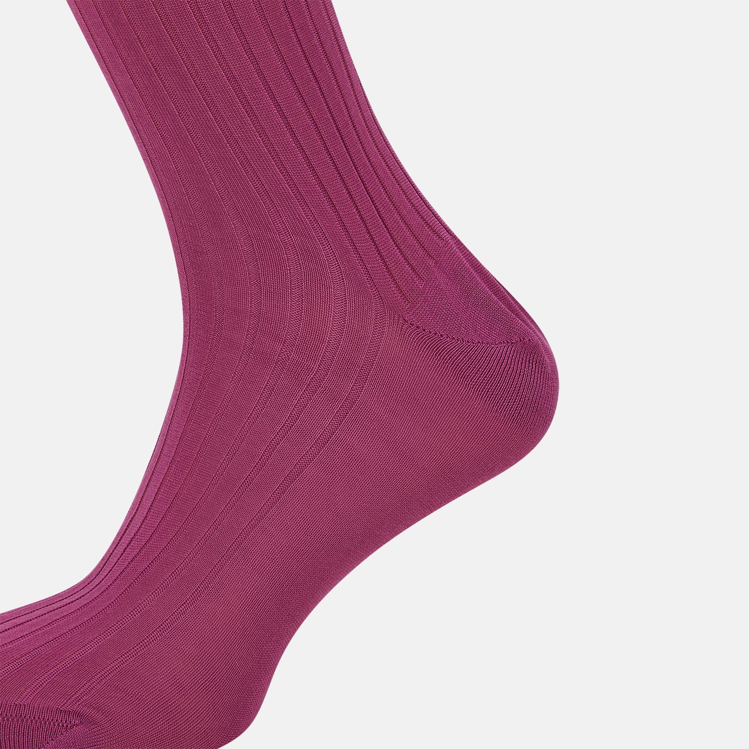 View 4 of product A single Turnbull & Asser Pink Mid-Length Sock is shown upright on a plain white background. The luxury sock has a ribbed texture and a subtly darker ribbed cuff at the top, creating an elegant finish.