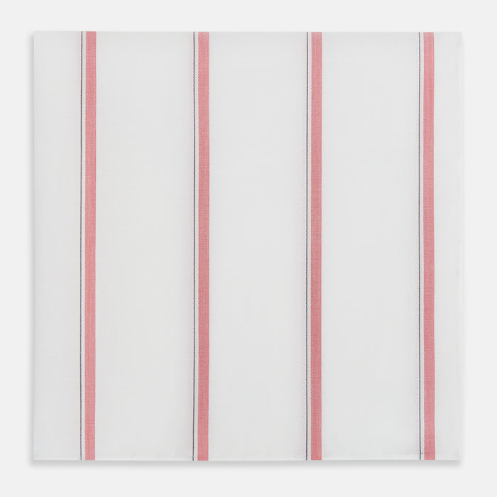 Coral Track Stripe Hand-Rolled Handkerchief