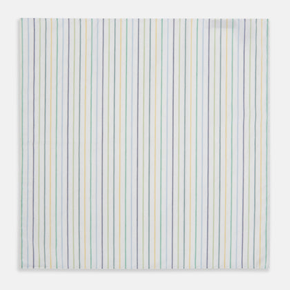 Yellow Multi Double Pinstripe Hand-Rolled Handkerchief Image 1