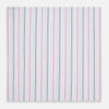 View 6 of product The Turnbull & Asser Hand Rolled Pink and Blue Multi Stripe Handkerchief features evenly spaced vertical stripes on white—a refined pocket square and essential gentleman's accessory.