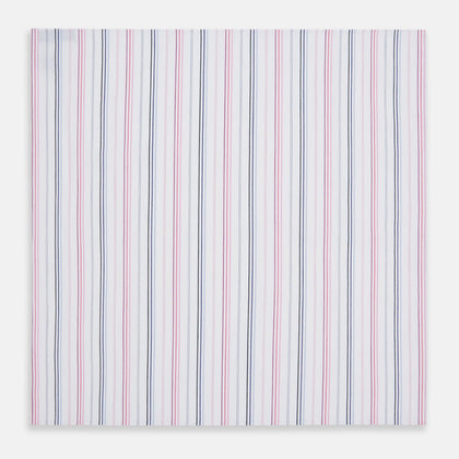 Hand Rolled Pink and Blue Multi Stripe Handkerchief Image 2