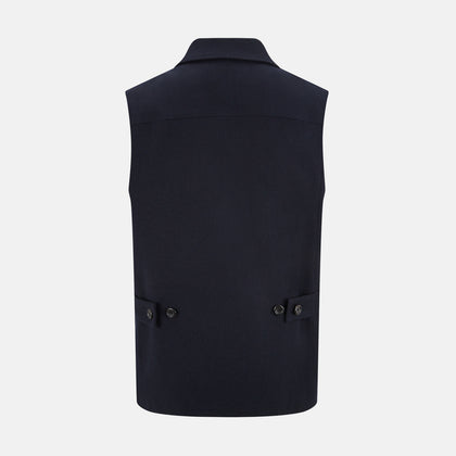 Navy Collared Single-breasted Waistcoat Image 3
