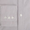 View 4 of product The Turnbull & Asser Burgundy Micro Tattersall Check Mayfair Shirt, crafted from Italian cotton with long sleeves, a button-down front, collar, and buttoned cuffs, is shown on a white background.