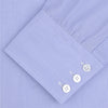View 2 of product A neatly folded Turnbull & Asser Blue Fine Check Sea Island Quality Cotton Shirt features a T&A collar, 3-button cuffs, subtle micro-check pattern, and white buttons down the front.