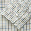 View 3 of product A Turnbull & Asser Green Tattersall Check Cashmerello Regular Fit Mayfair Shirt, featuring a long-sleeve button-up style with a green checkered pattern, is displayed on a plain white surface.