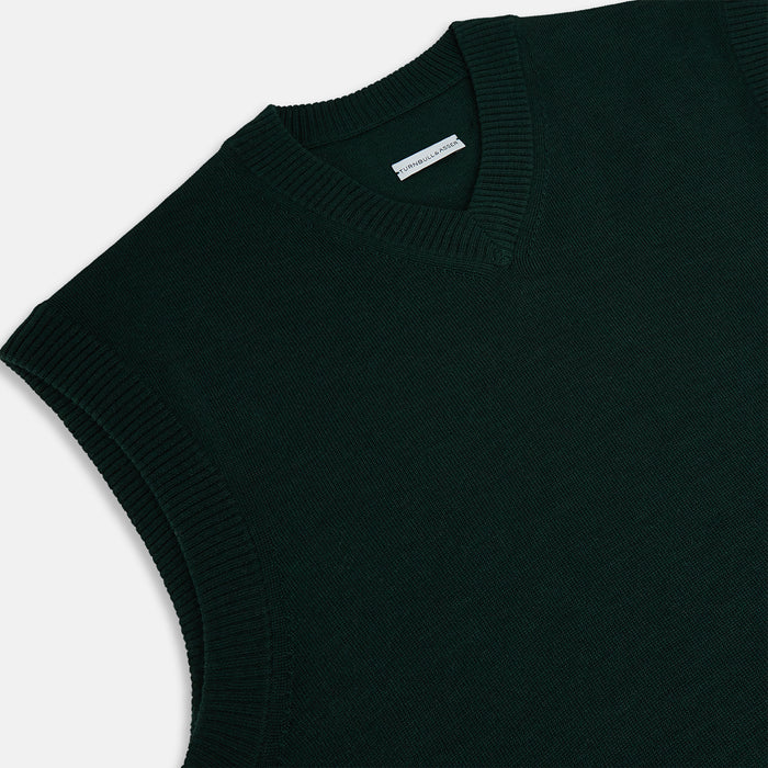 Forest Green Fine Merino V-Neck Vest Image 1