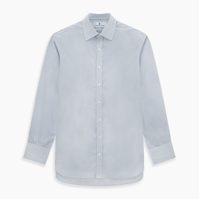 Navy and White Ticking Stripe Mayfair Shirt Image 6