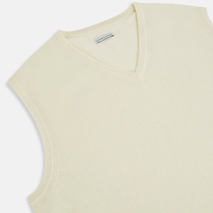 White Cashmere V-neck Vest Image 1