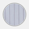 View 1 of product Close-up of Turnbull & Asser Blue and Navy Fine Stripe Cotton Fabric, showcasing alternating thin and thick navy stripes on light blue cotton, displayed within a circular frame on a white background.
