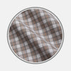 View 1 of product A close-up of Turnbull & Asser's Grey and Peach Multi Check Cashmerello Fabric displays a white base with intersecting grey and peach lines, set within a circular frame.
